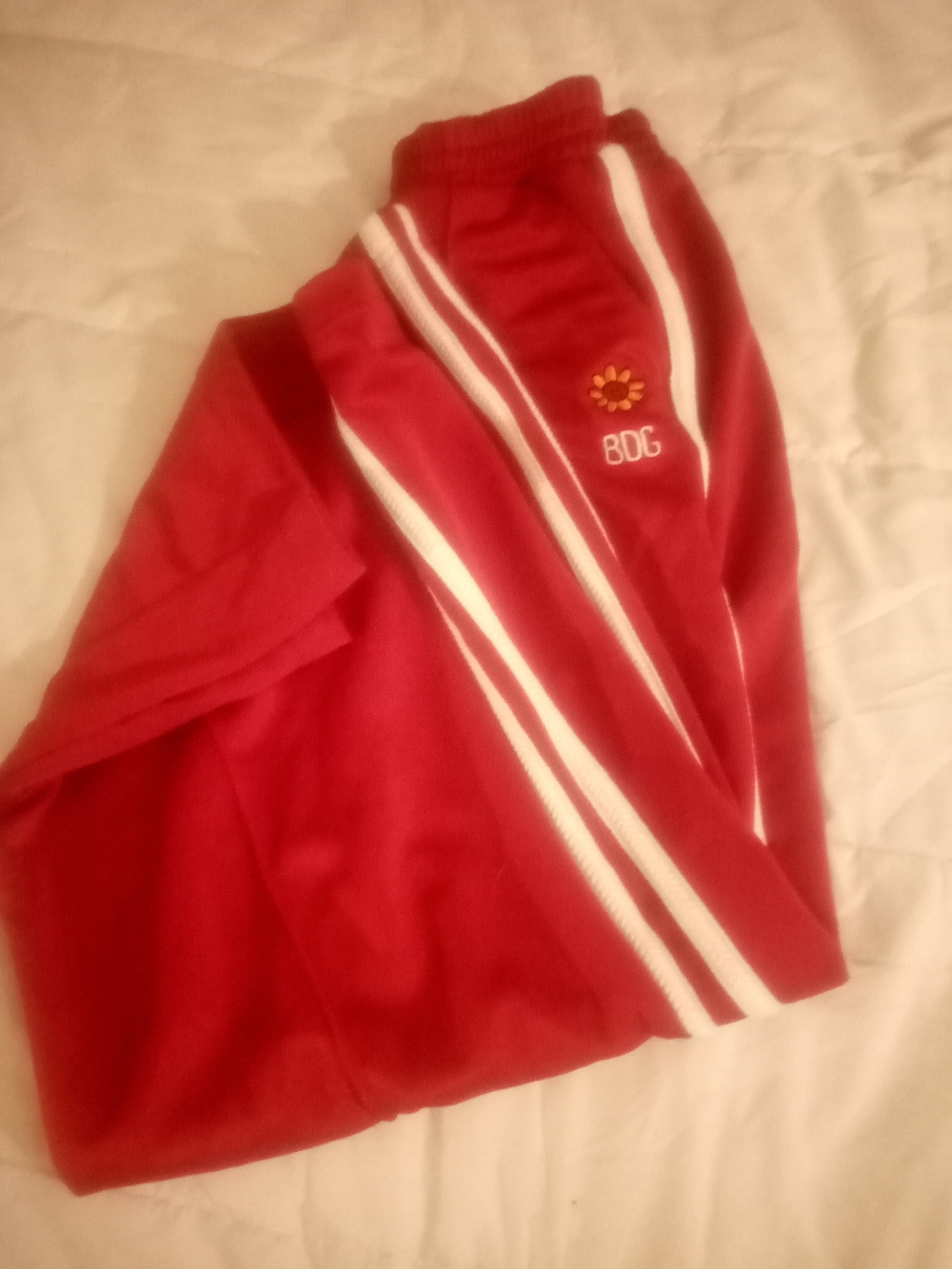 BDG Kids Red Track Jacket with White Stripes